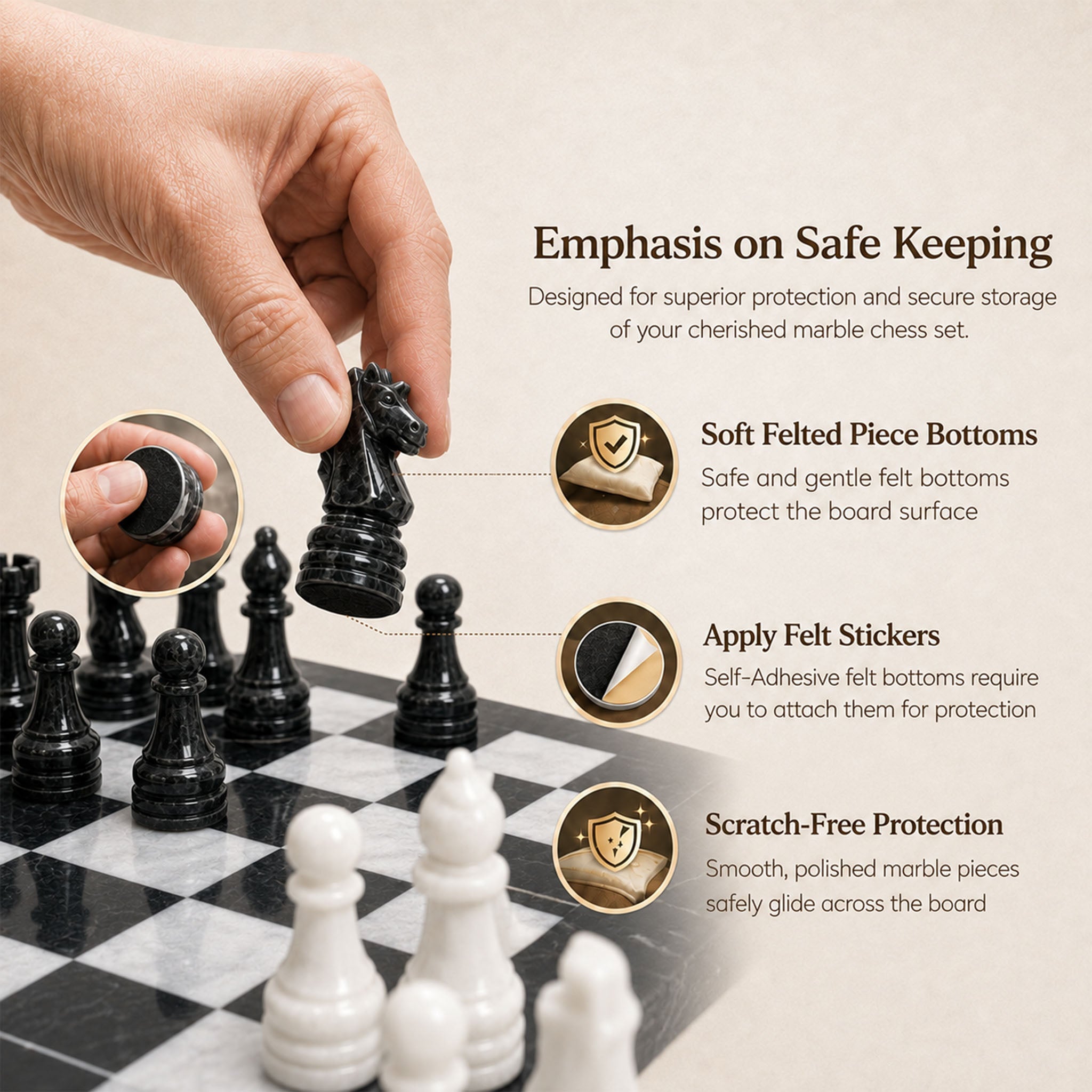 Black & White Marble Chess Set — 15" – alternate product view