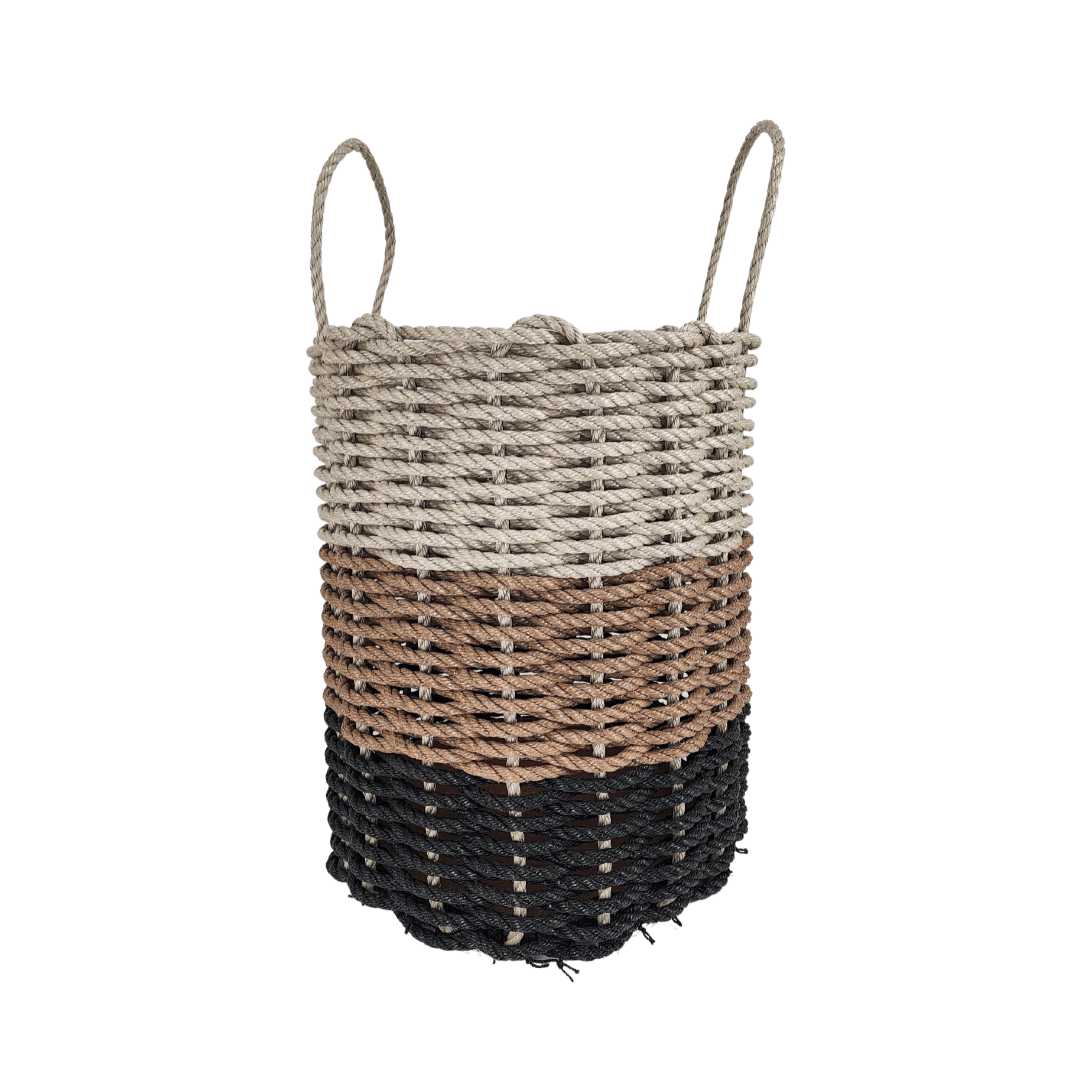 Black, brown and tan ombre rope basket