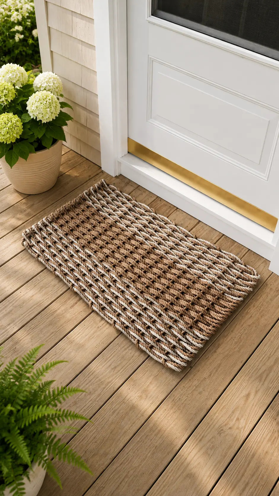 Brown & Tan Double Weave Lobster Rope Doormat