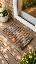 Brown and tan rope doormat
