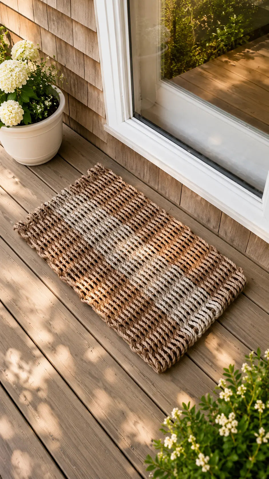 Brown and tan rope doormat
