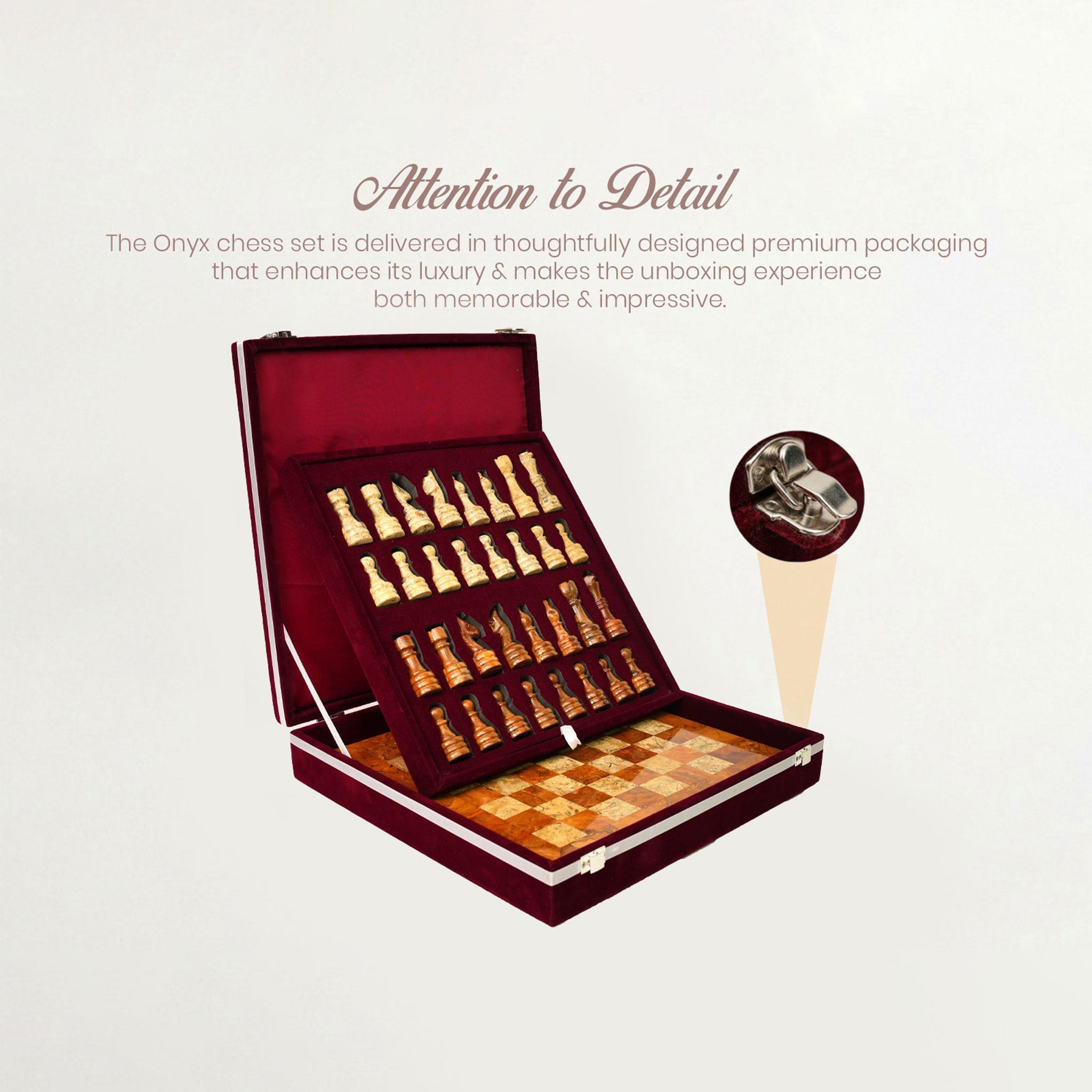 Brown & Coral Marble Chess Set — 12" – alternate product view