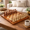 Brown & Coral Marble Chess Set — 12"