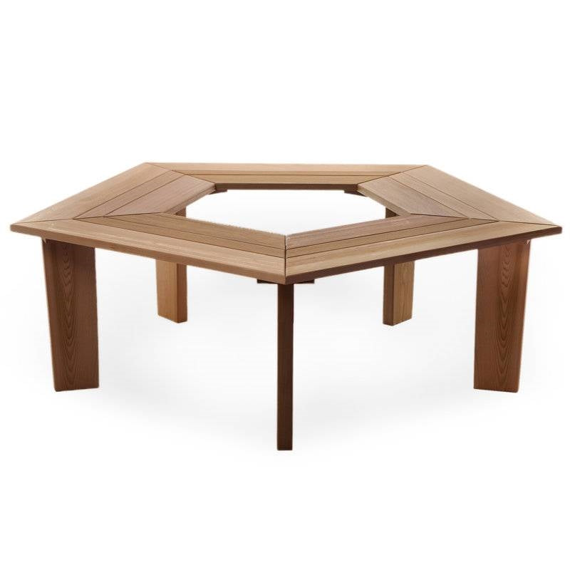 Solid cedar five-sided tree wrap garden bench by HomePacific