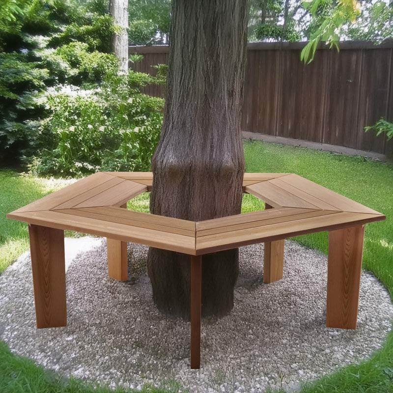 Solid Cedar 5-Sided Tree Wrap Garden Bench