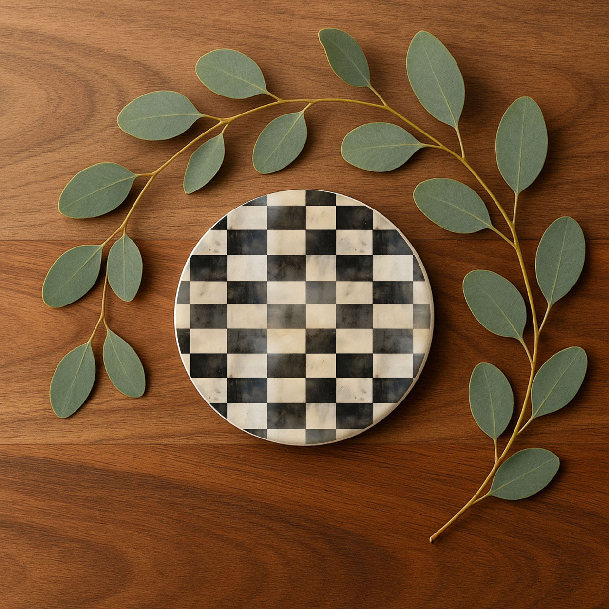 Courtly Check Ceramic Coasters — Set of 6