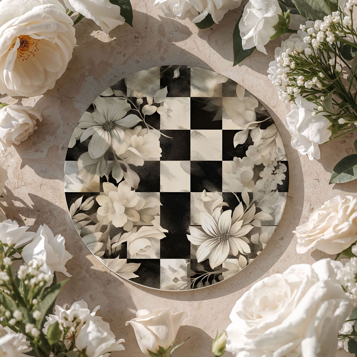 Courtly Check Ceramic Coasters — Set of 6