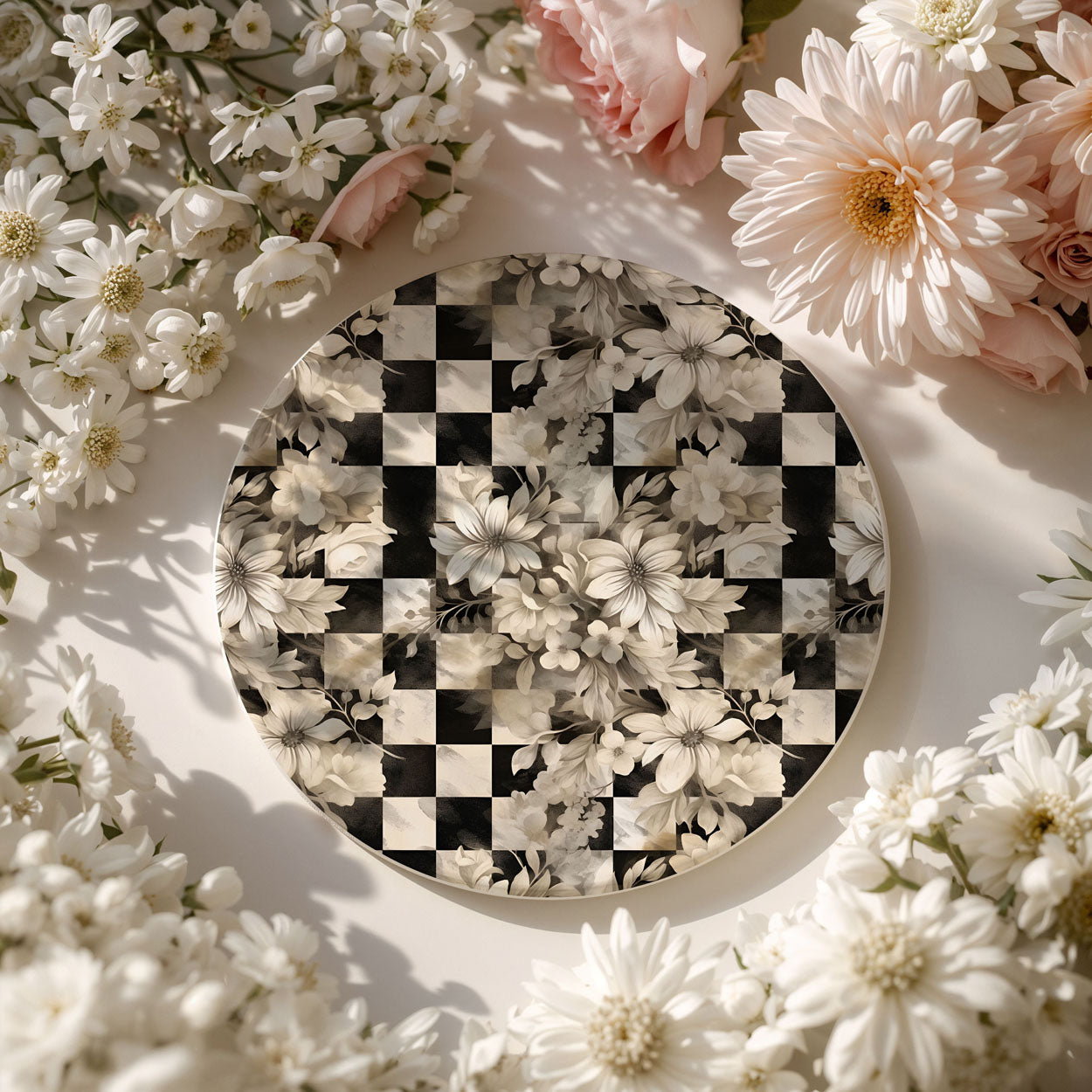 Courtly Check Ceramic Coasters — Set of 6