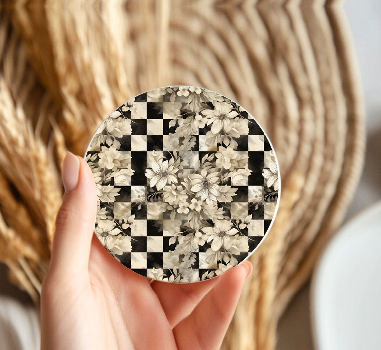 Courtly Check Ceramic Coasters — Set of 6