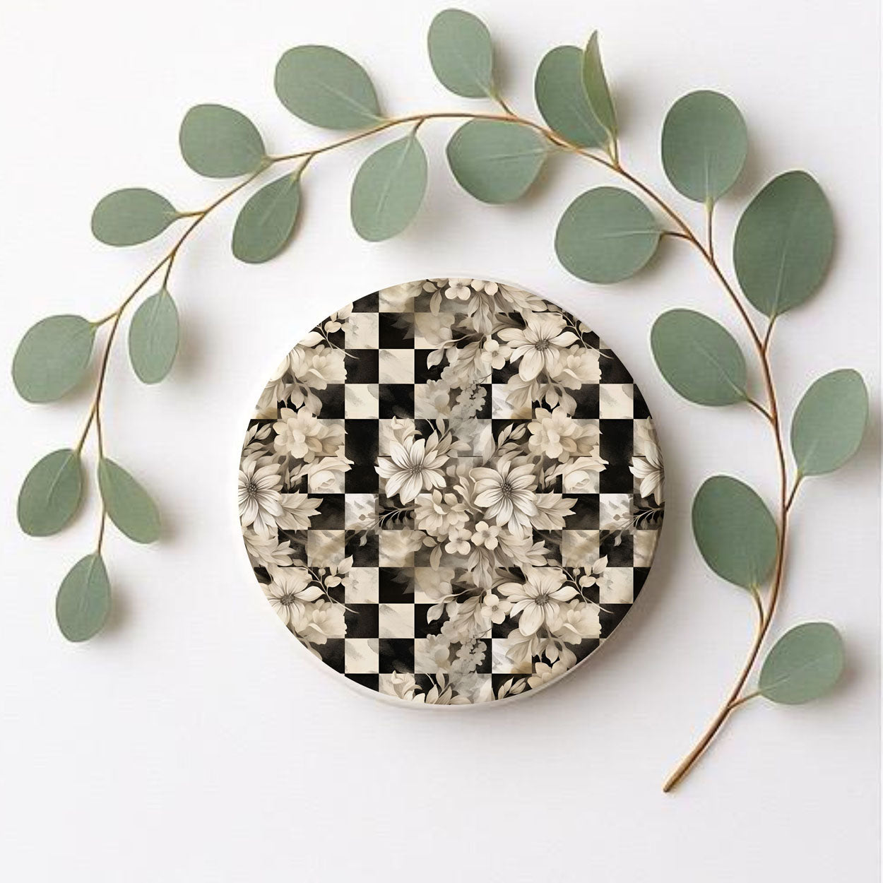 Courtly Check Ceramic Coasters — Set of 6