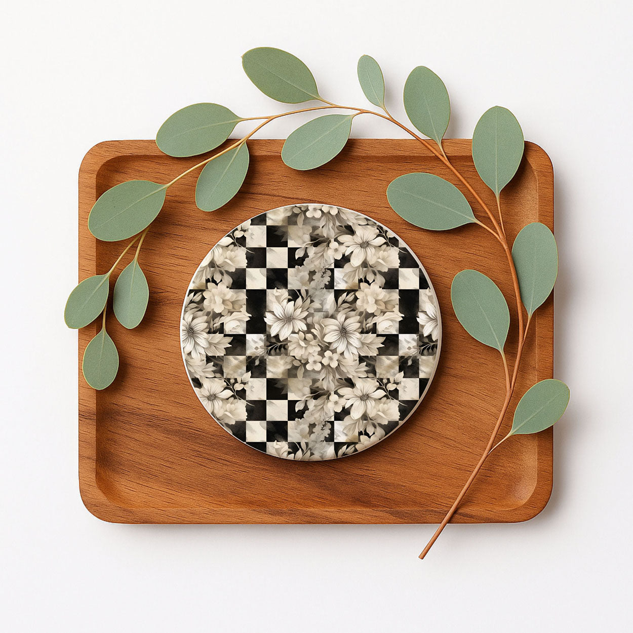 Courtly Check Ceramic Coasters — Set of 6