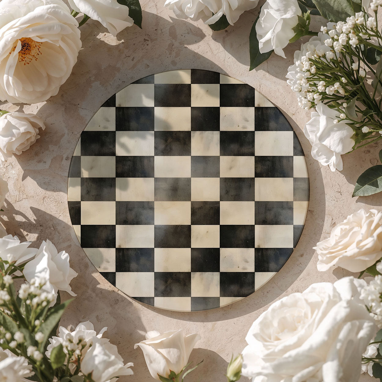 Courtly Check Ceramic Coasters — Set of 6