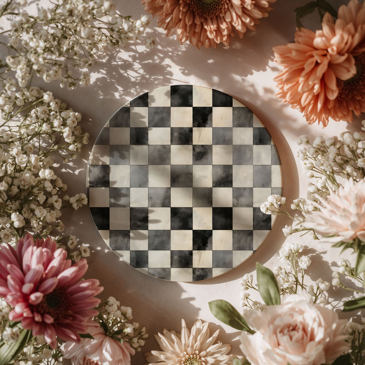 Courtly Check Ceramic Coasters — Set of 6