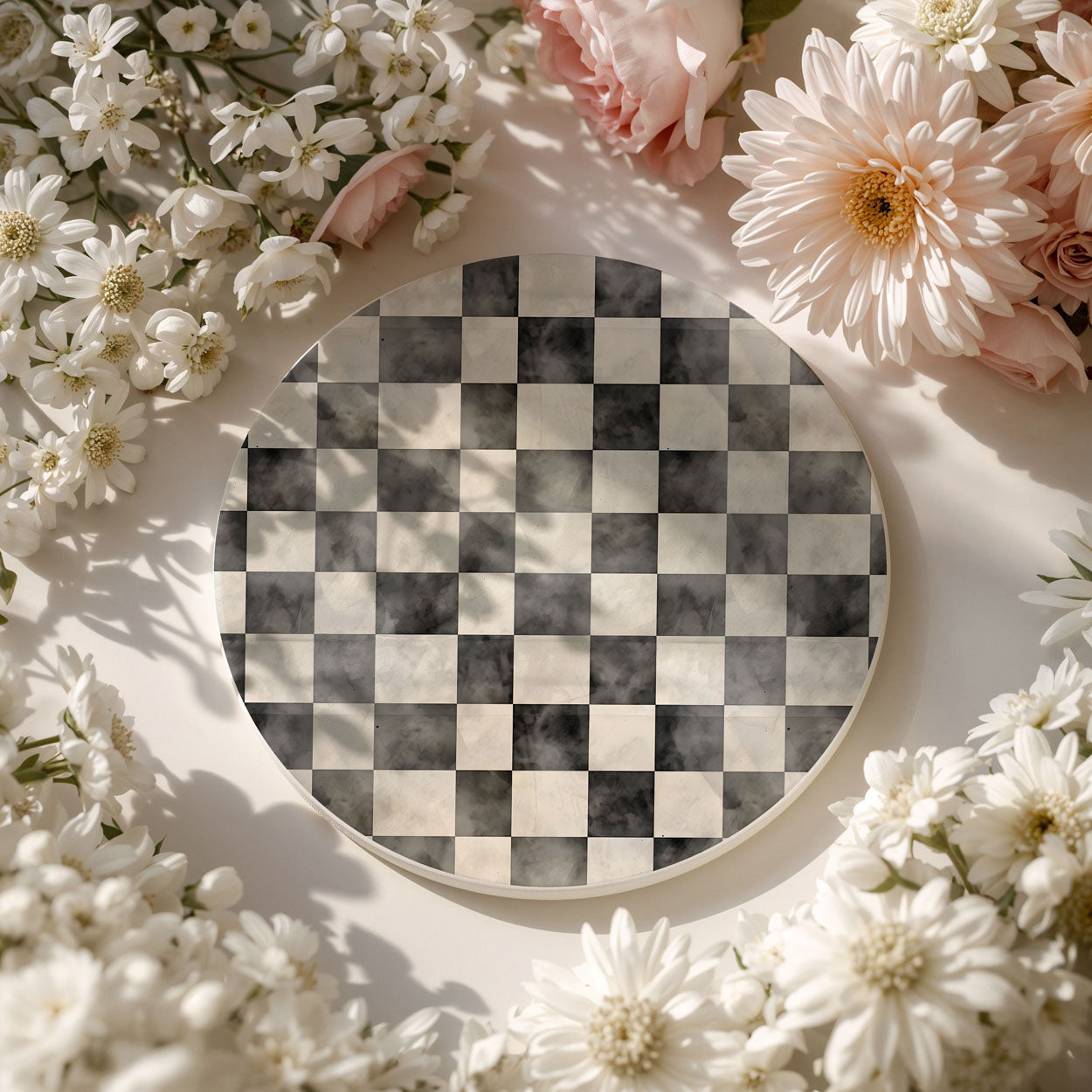 Courtly Check Ceramic Coasters — Set of 6