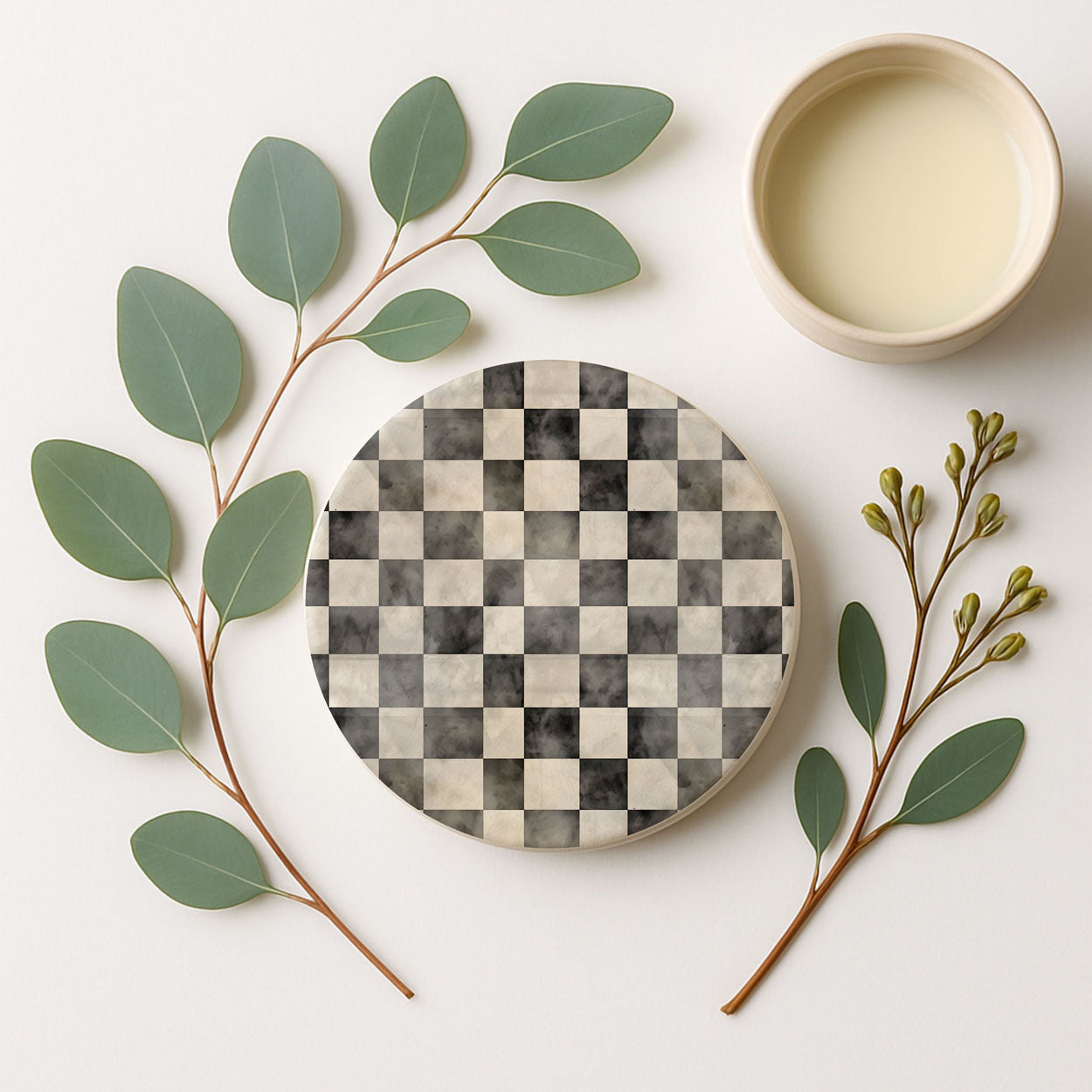 Courtly Check Ceramic Coasters — Set of 6