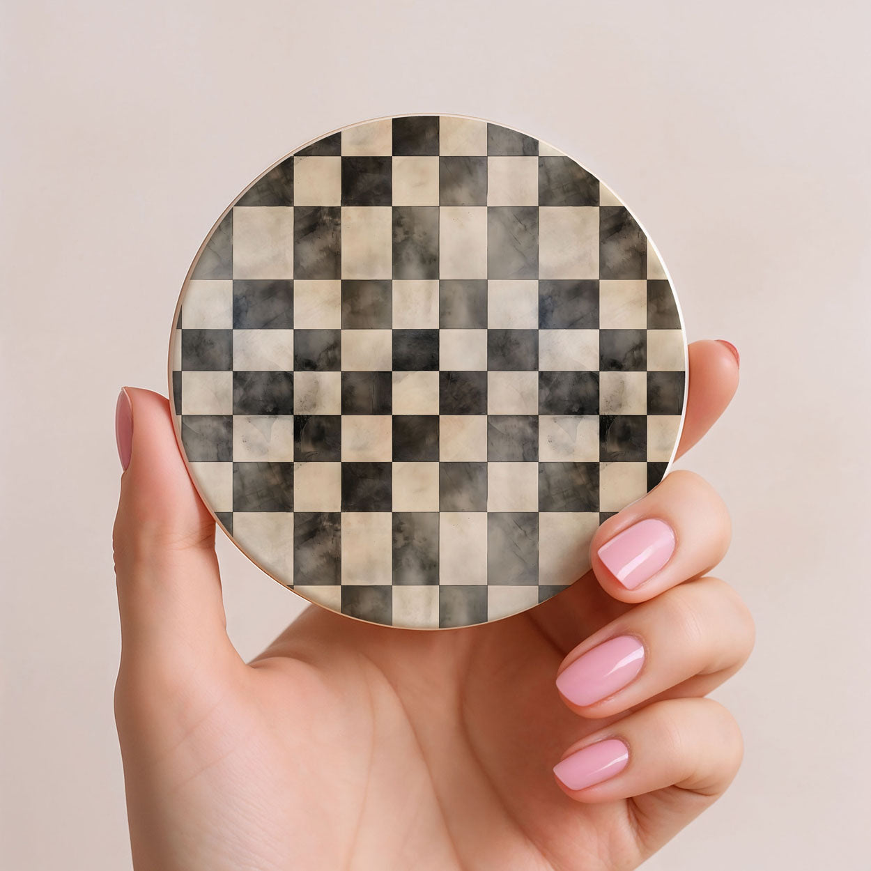 Courtly Check Ceramic Coasters — Set of 6