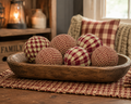 Burgundy Rag Ball Bowl Fillers — Set of 6