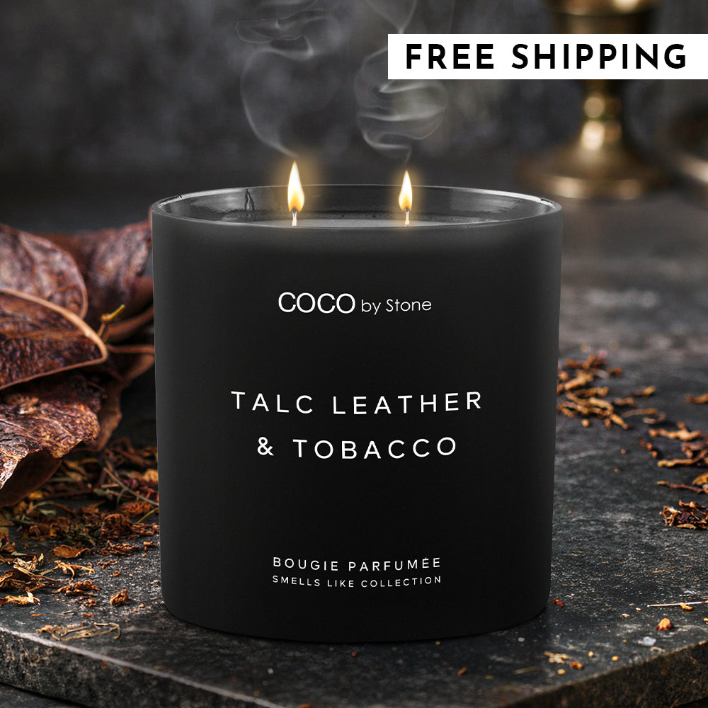 15oz Smells Like Talc Leather & Tobacco Candle
