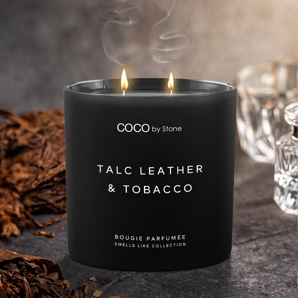 15oz Smells Like Talc Leather & Tobacco Candle