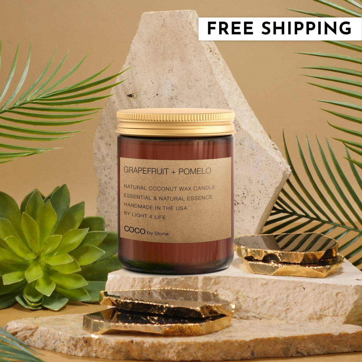 7.2oz Grapefruit + Pomelo Natural Coconut Apricot Wax Candle