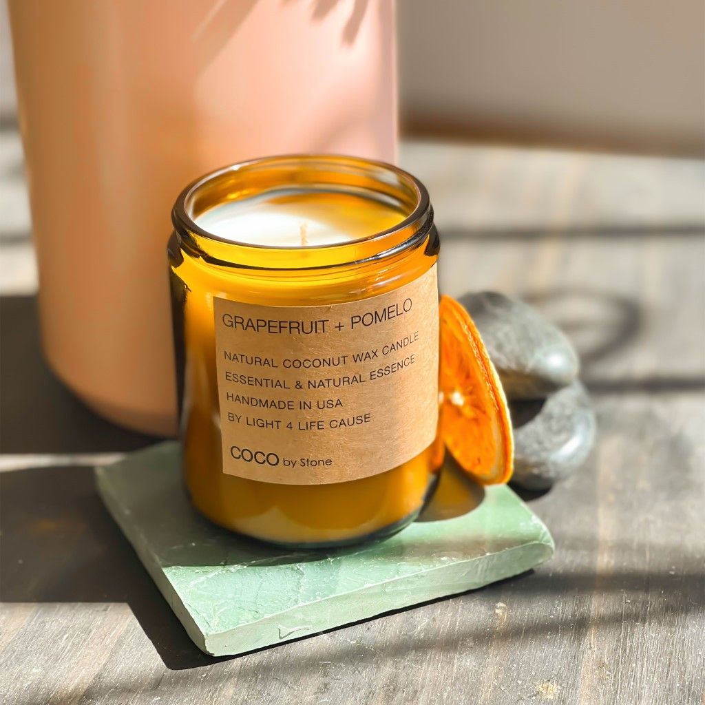 7.2oz Grapefruit + Pomelo Natural Coconut Apricot Wax Candle