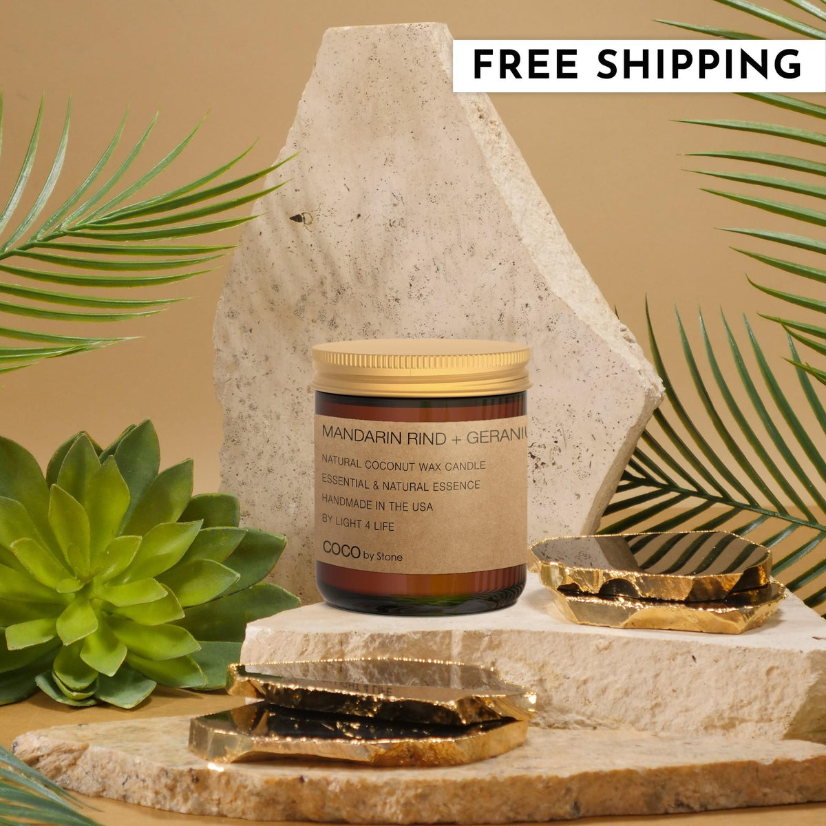 3.5oz Mandarin Rind + Geranium Natural Coconut Apricot Wax Candle