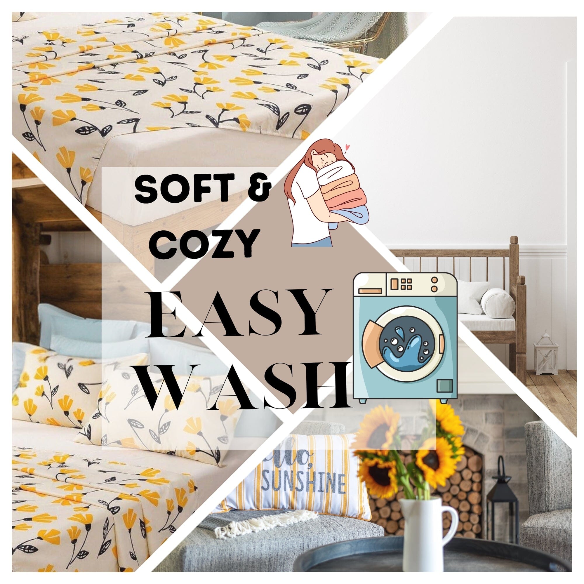 DaDa Bedding Yellow Fleur Floral Fitted and Flat Sheet Set