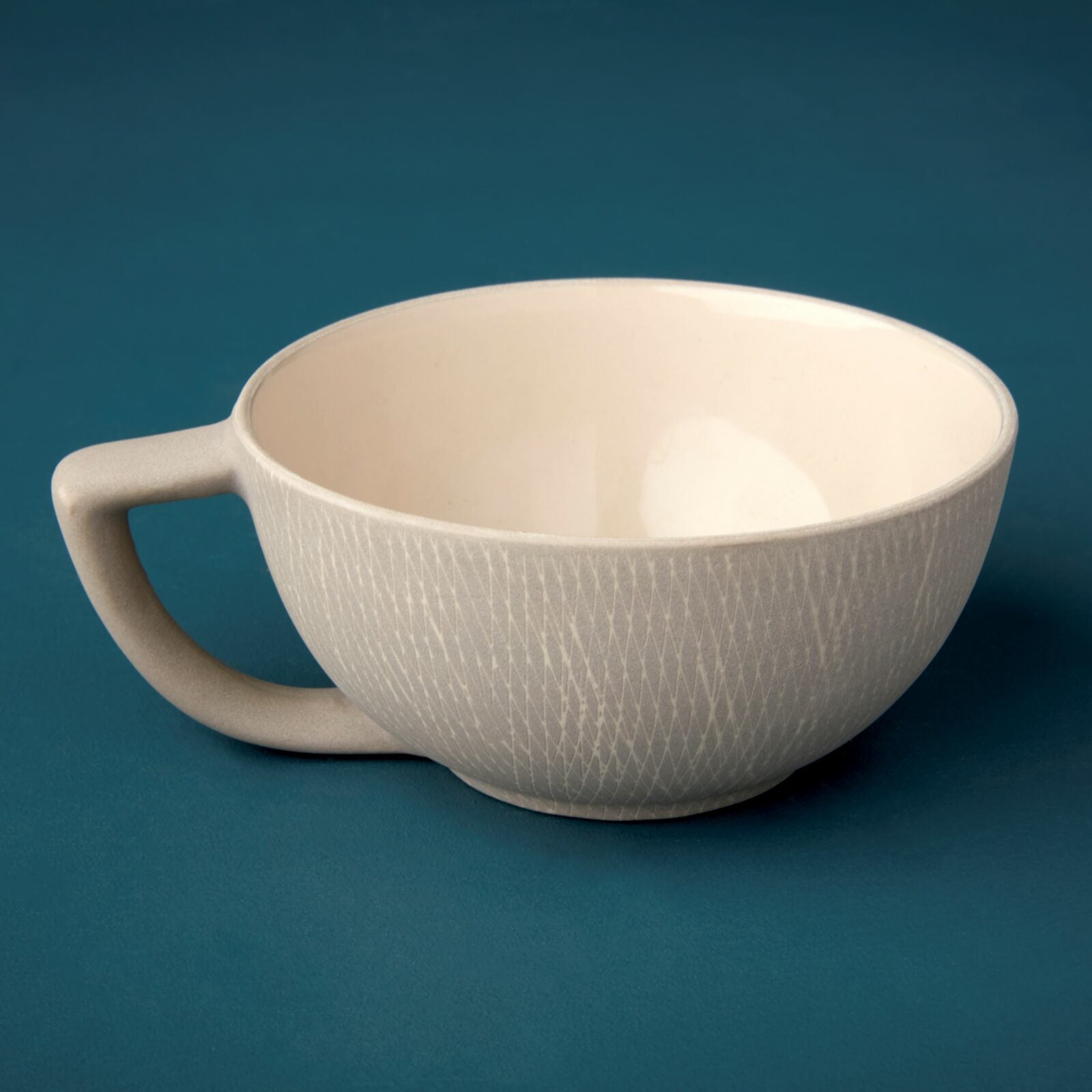 Crosshatch stoneware latte mug