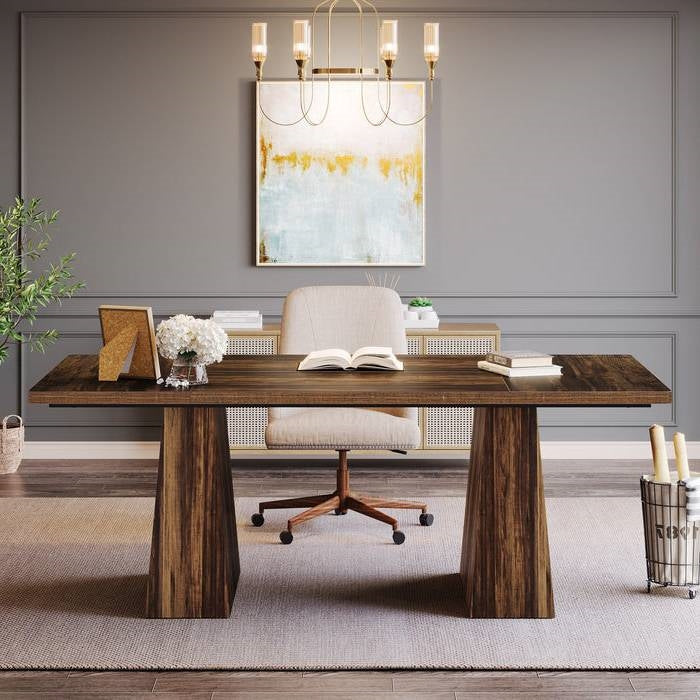 63-inch modern dark brown home office desk by HomePacific