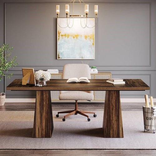 63-inch modern dark brown home office desk by HomePacific