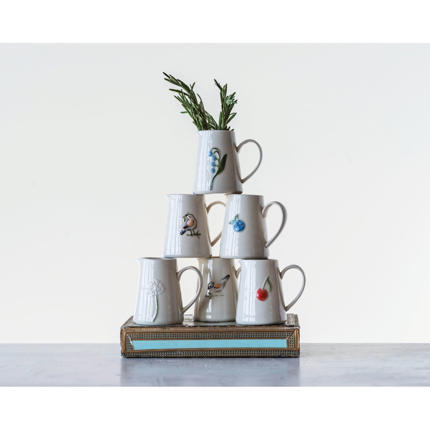 Mini hand-painted ceramic creamer