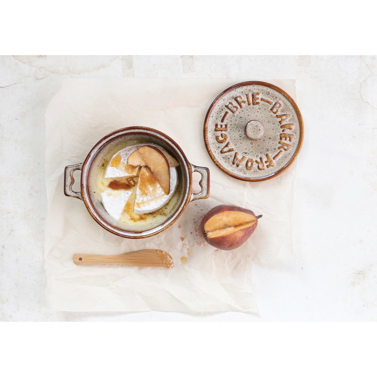 Ceramic brie baker set