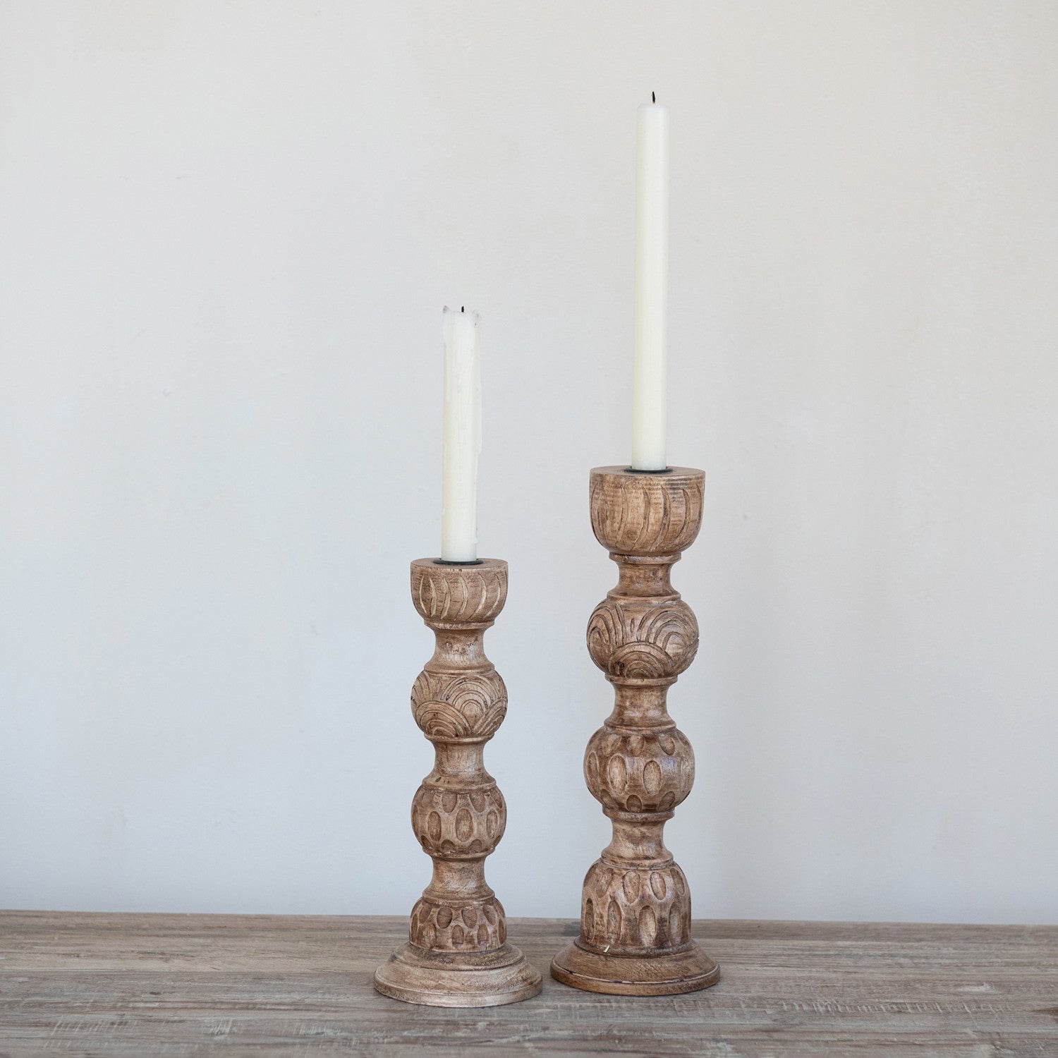 Mango wood taper candle holder