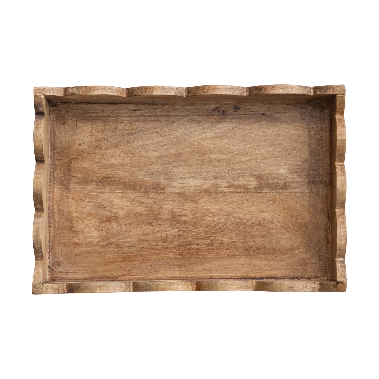 Scalloped mango wood tray