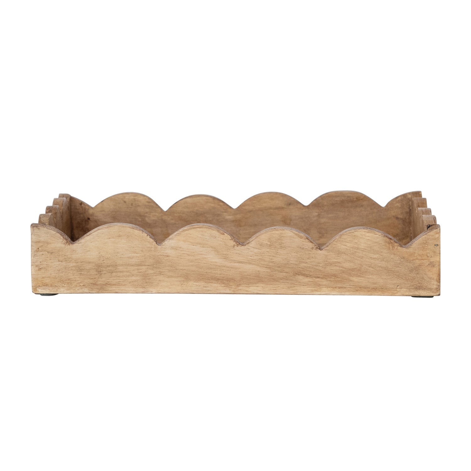 Scalloped mango wood tray