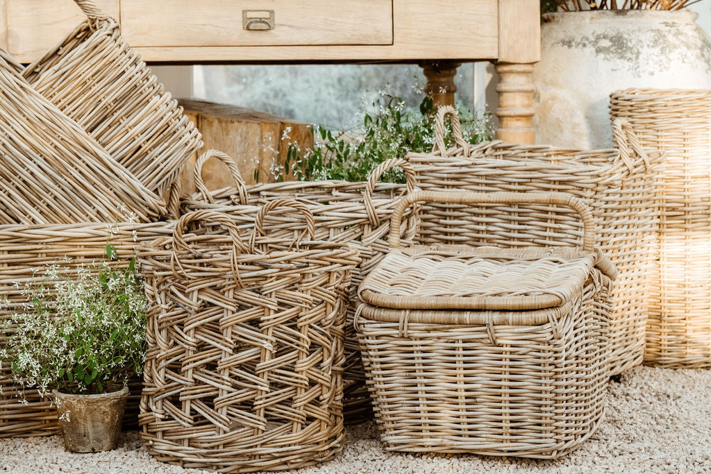 Rattan Picnic Basket with Carry Handles