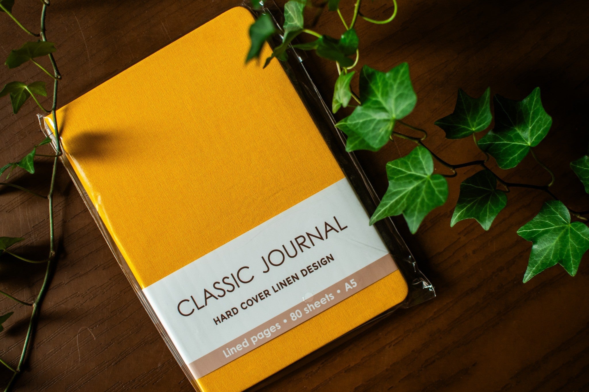 Yellow hardcover linen journal