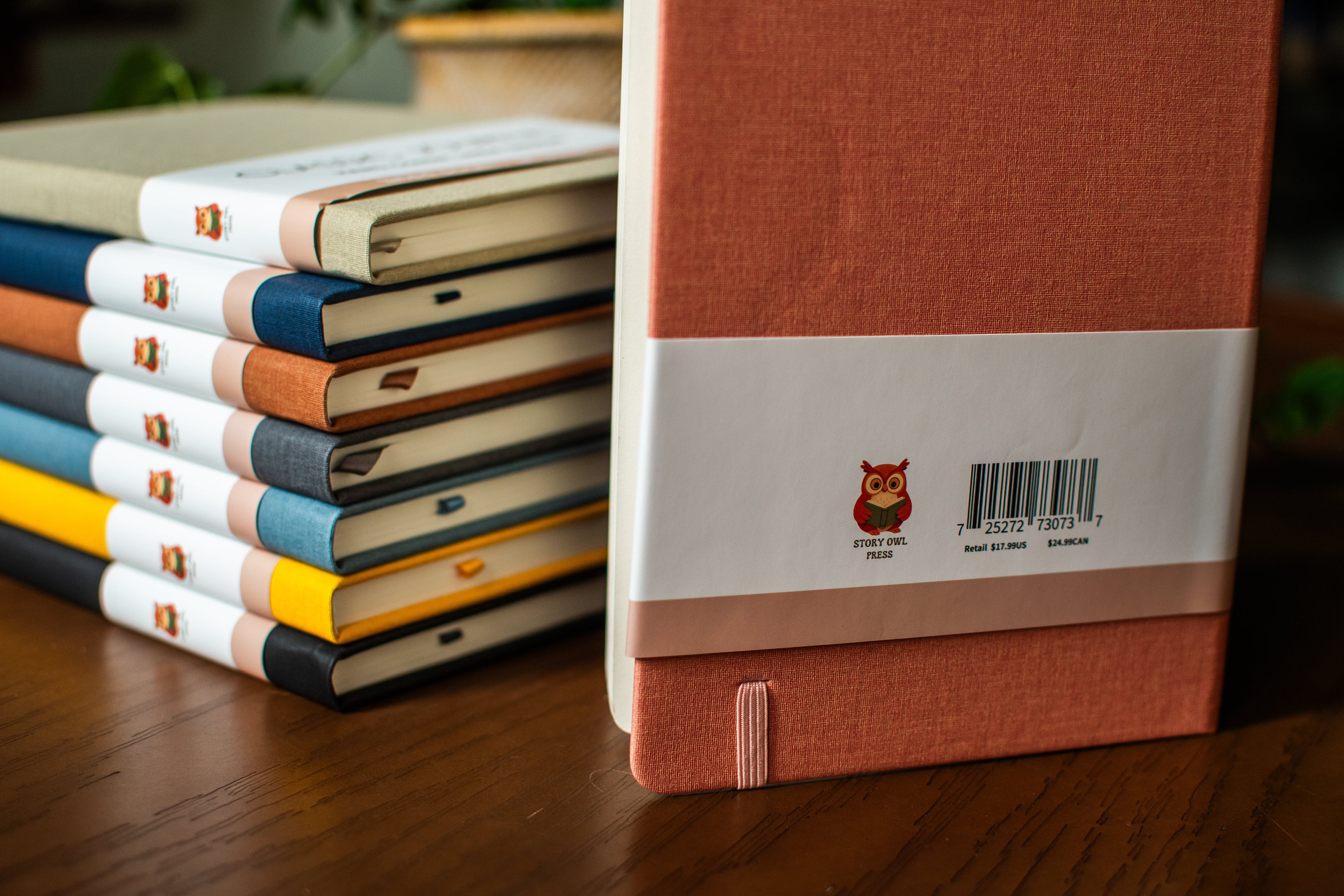 Colorful linen journal set with eight A5 journals