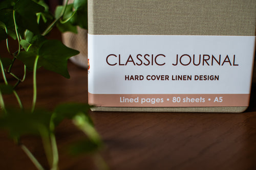 Beige hardcover linen journal