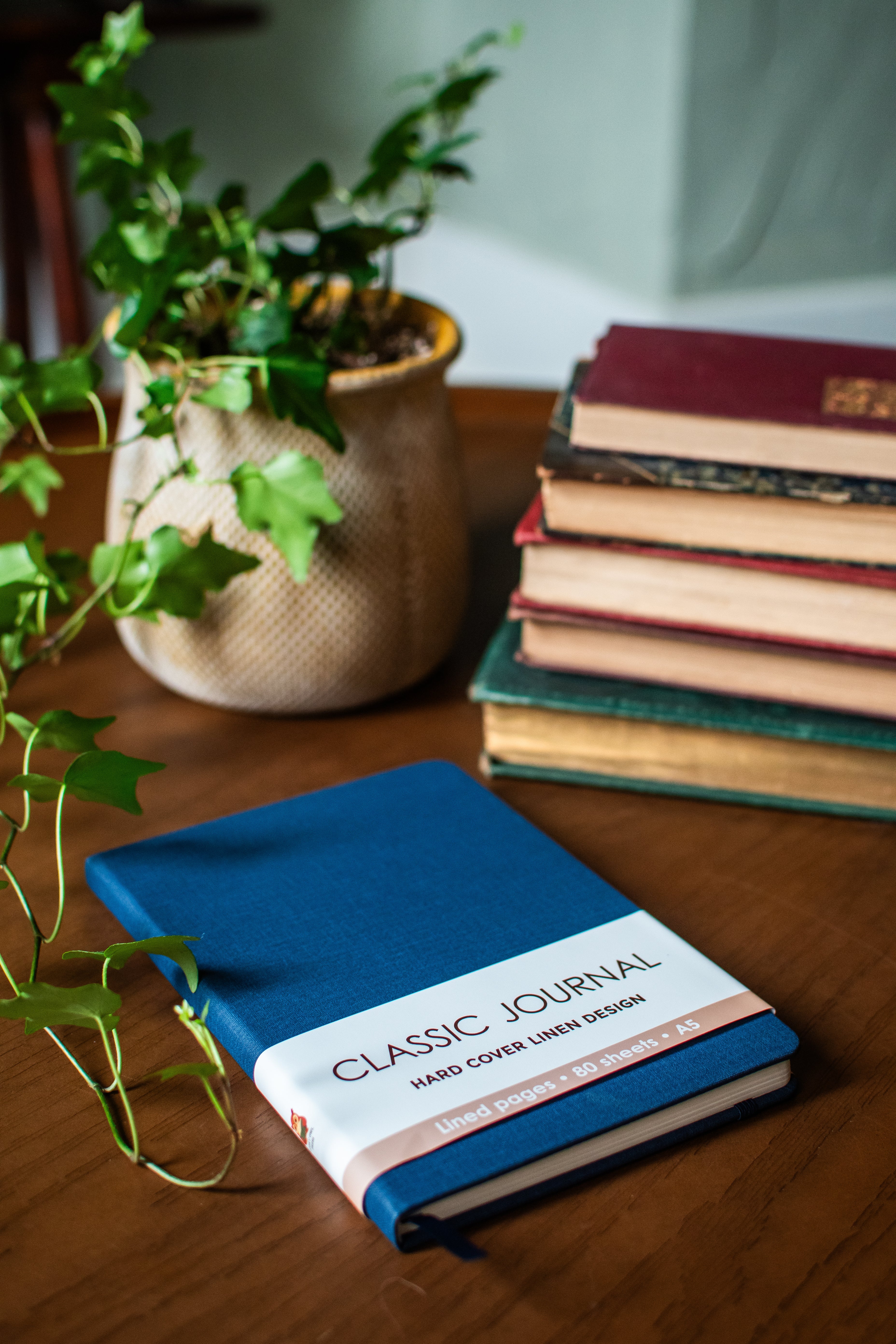 Navy hardcover linen journal