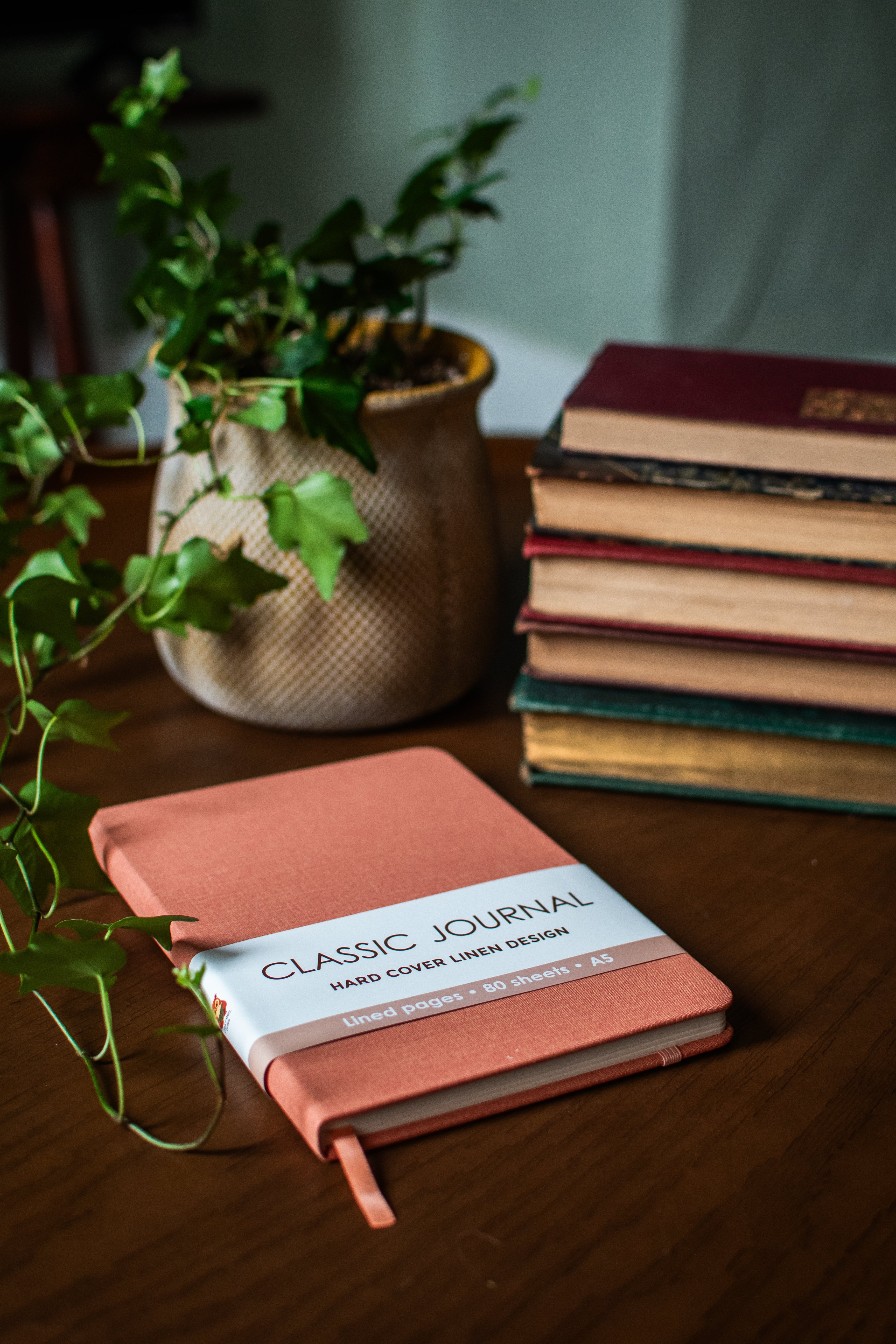 Peach A5 hardcover linen journal