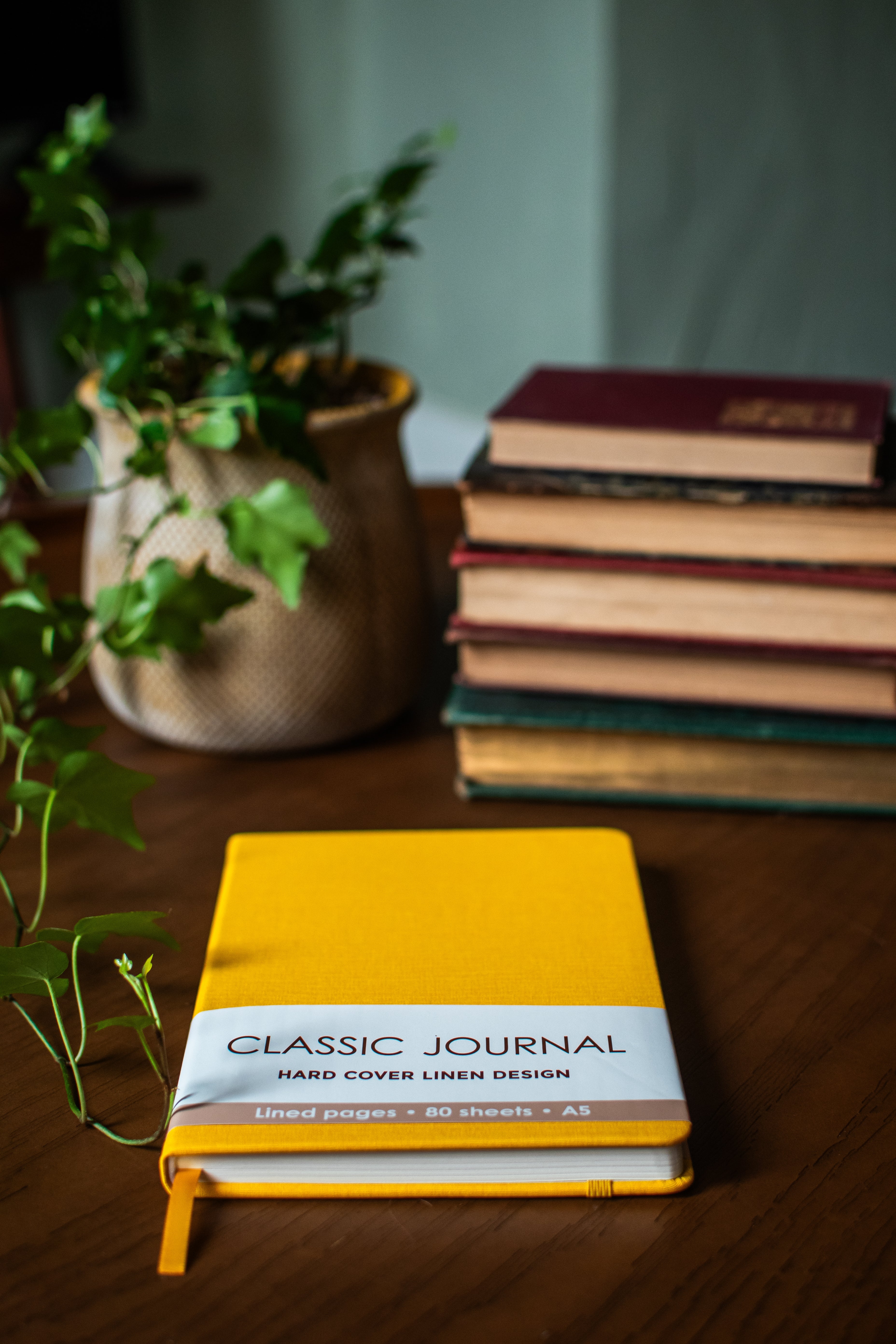 Yellow hardcover linen journal