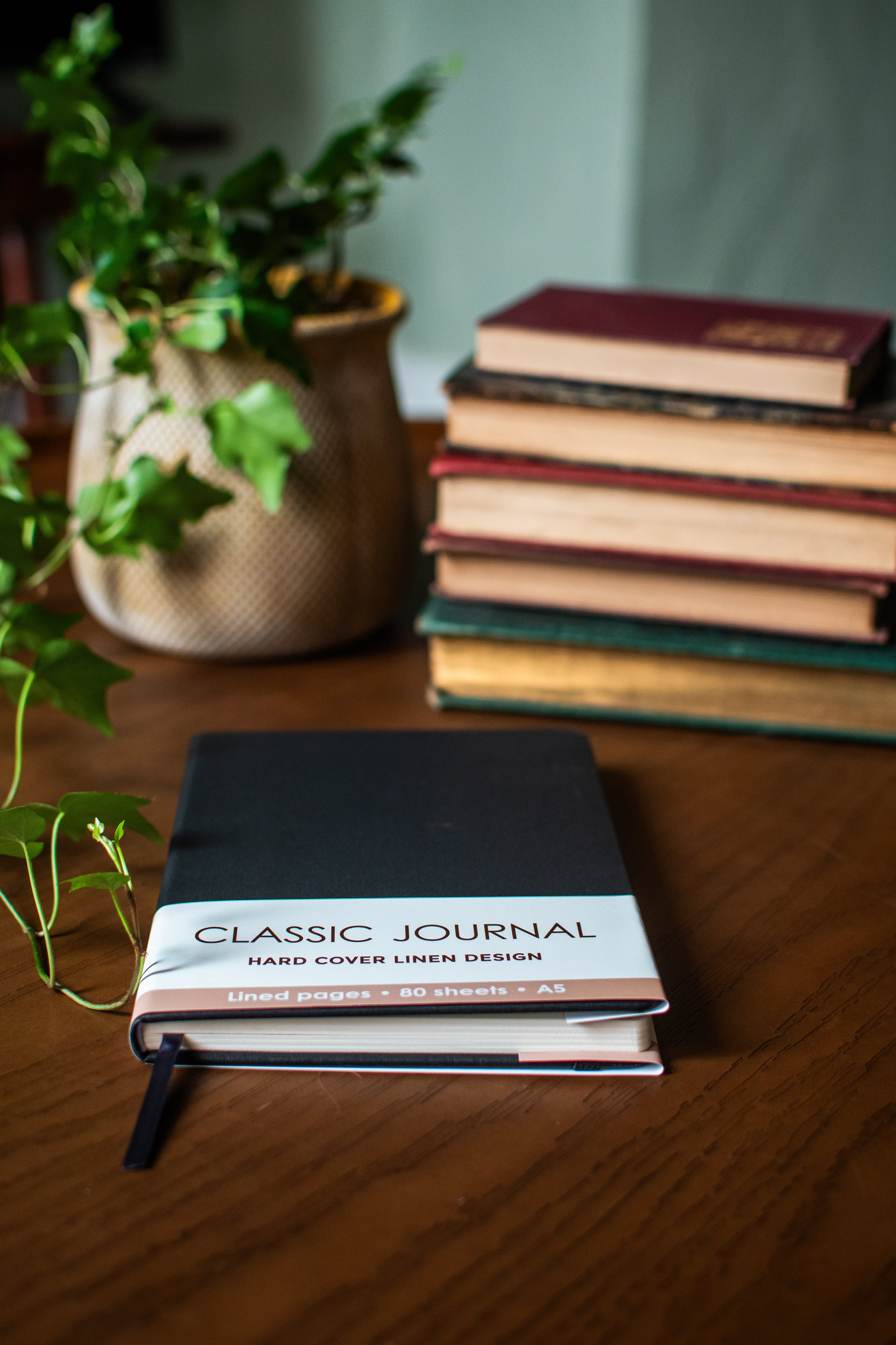 Black hardcover linen journal