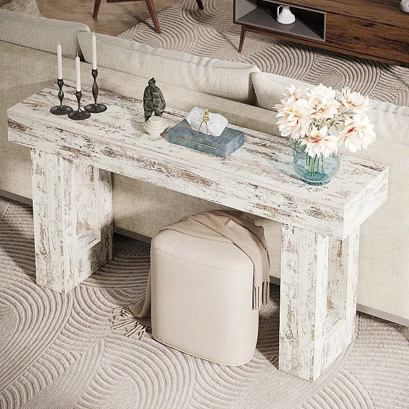 63-inch rustic white farmhouse console table by HomePacific