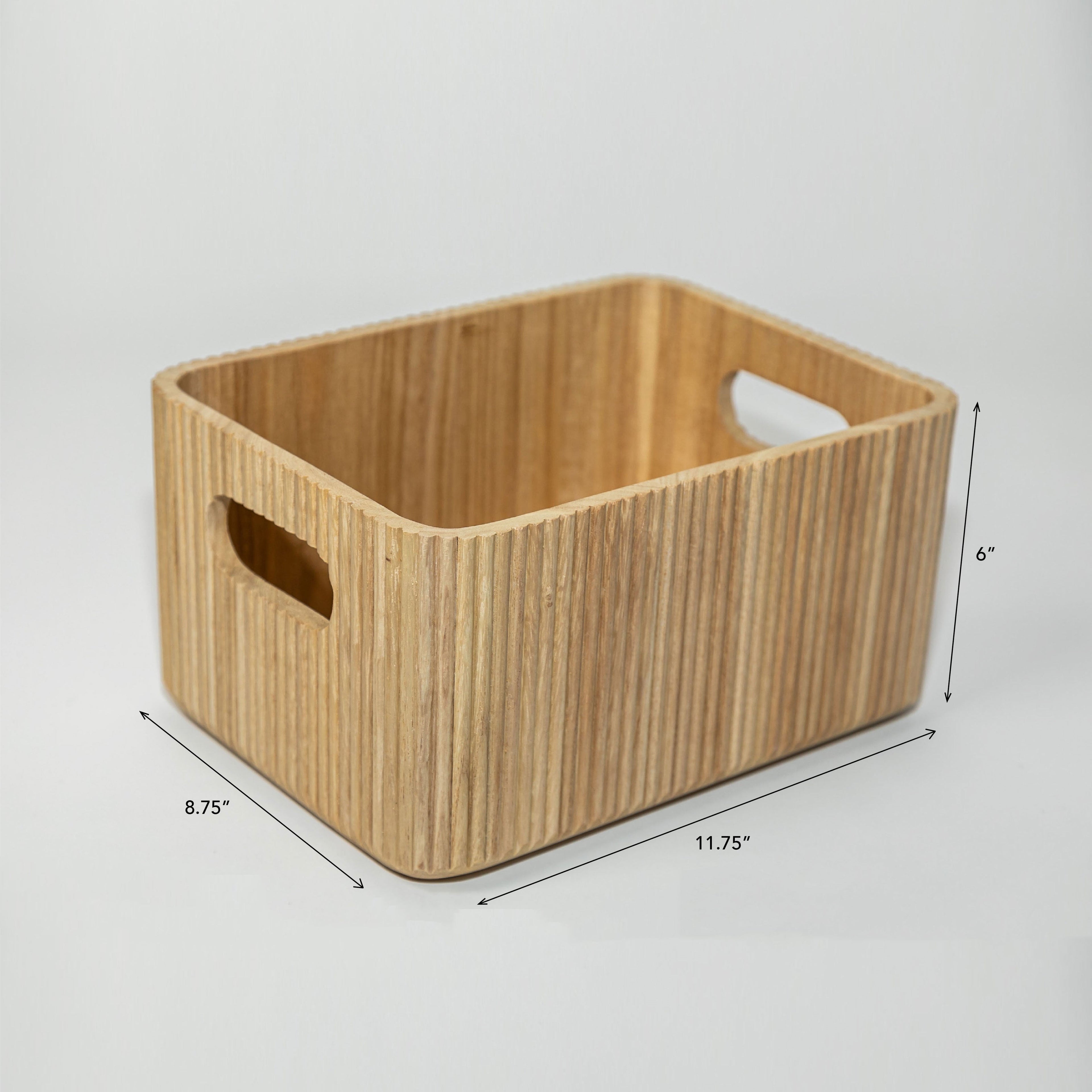 Wooden Ribbed Bins – Natural