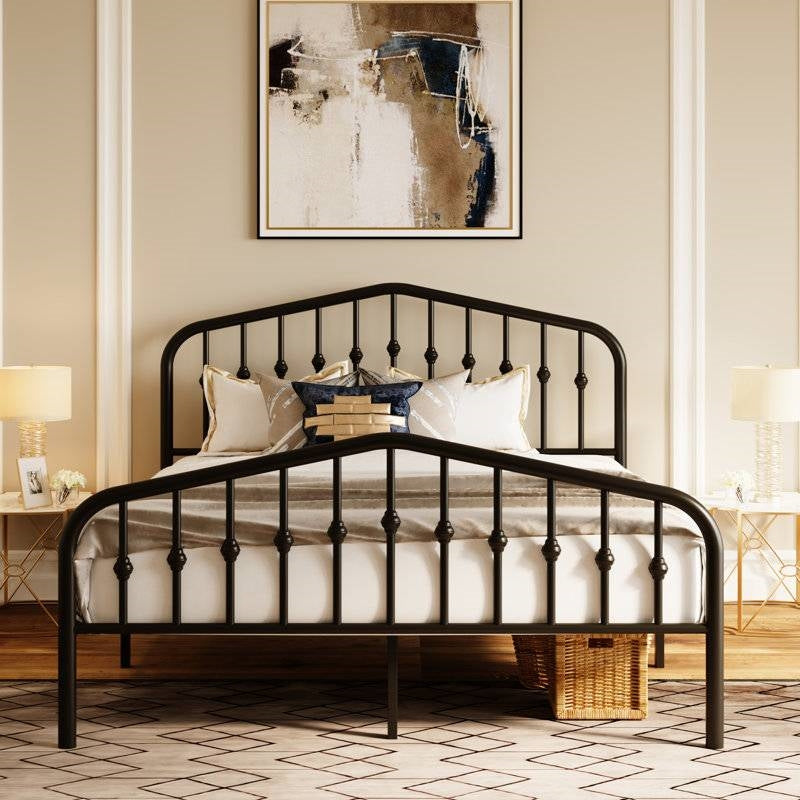 Full vintage farmhouse black metal platform bed by HomePacific