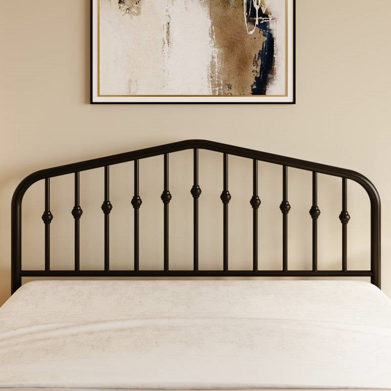 Full Vintage Farmhouse Black Metal Platform Bed