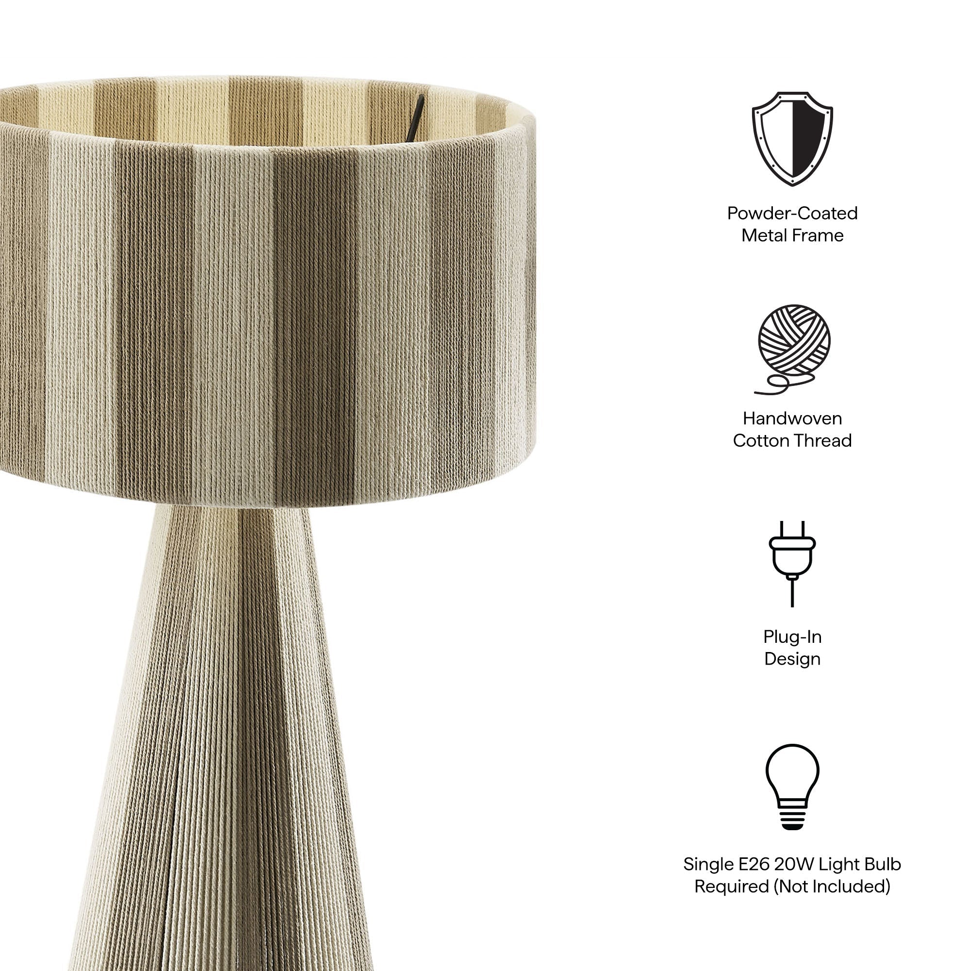 Renae Handwoven Cotton Thread Striped Table Lamp – alternate product view