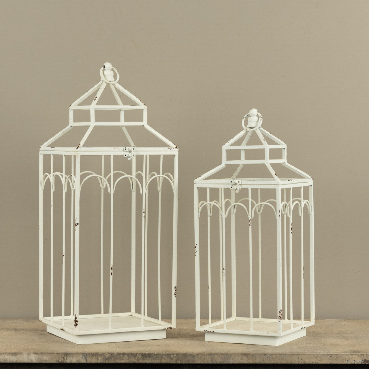 Ashley white metal lantern
