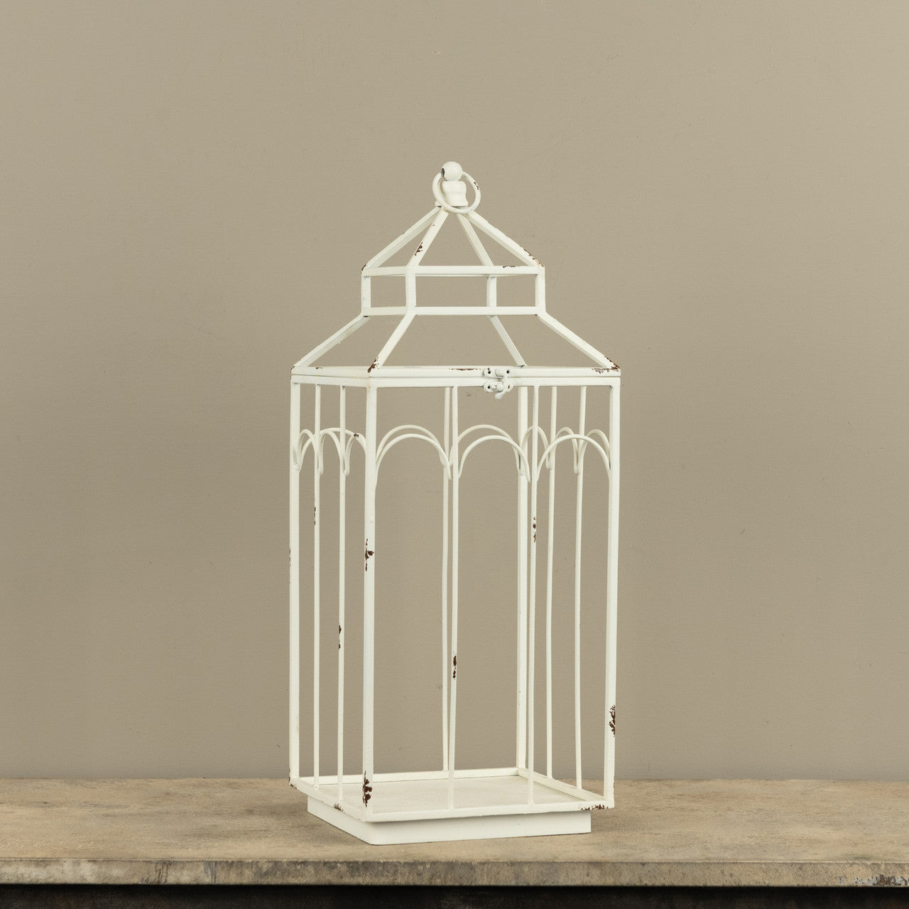 Ashley white metal lantern